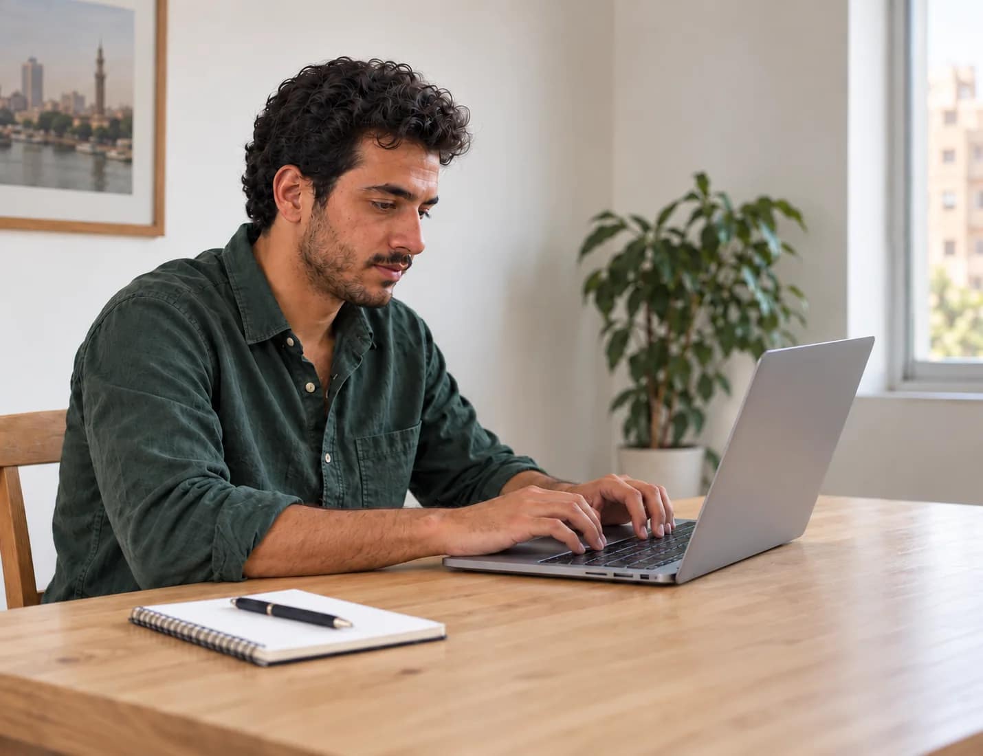 باحث عن عمل يستخدم حاسوبًا محمولًا